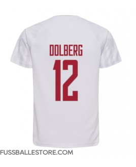 Günstige Dänemark Kasper Dolberg #12 Auswärtstrikot WM 2022 Kurzarm